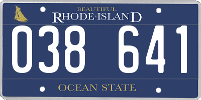 RI license plate 038641