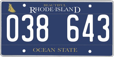 RI license plate 038643