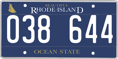 RI license plate 038644