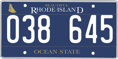 RI license plate 038645
