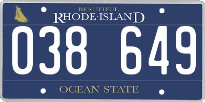 RI license plate 038649