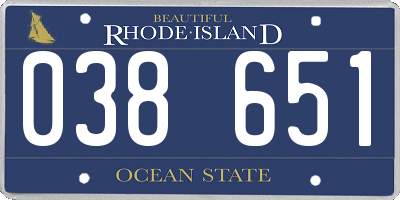 RI license plate 038651