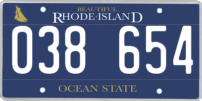 RI license plate 038654