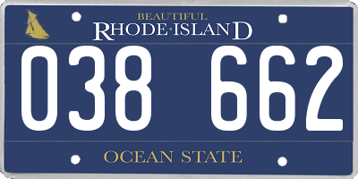 RI license plate 038662