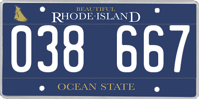 RI license plate 038667