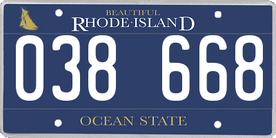 RI license plate 038668