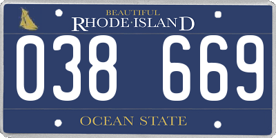RI license plate 038669