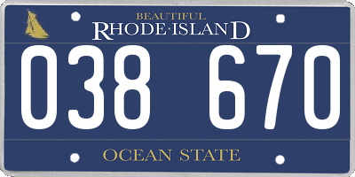 RI license plate 038670