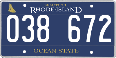 RI license plate 038672