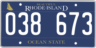 RI license plate 038673