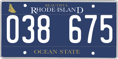 RI license plate 038675