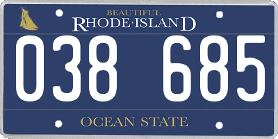 RI license plate 038685