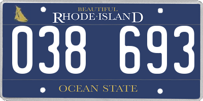 RI license plate 038693