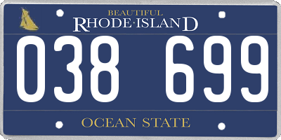 RI license plate 038699