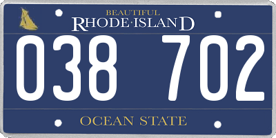 RI license plate 038702