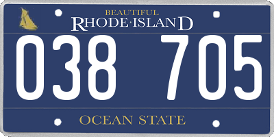 RI license plate 038705