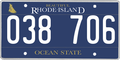 RI license plate 038706