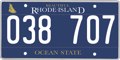 RI license plate 038707