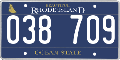 RI license plate 038709