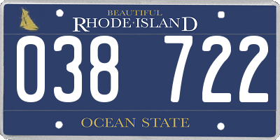 RI license plate 038722