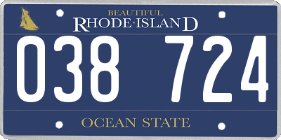 RI license plate 038724