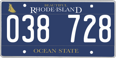 RI license plate 038728