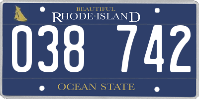 RI license plate 038742