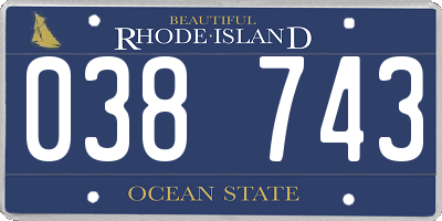 RI license plate 038743