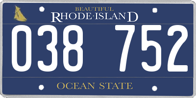 RI license plate 038752