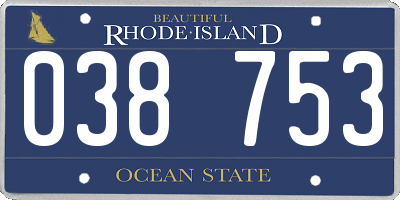 RI license plate 038753