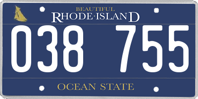 RI license plate 038755