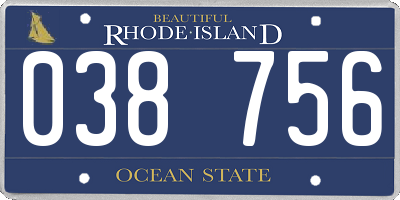 RI license plate 038756