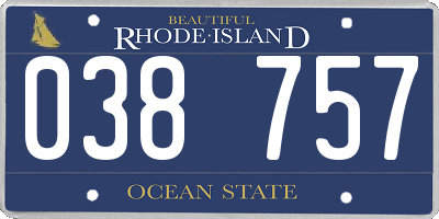 RI license plate 038757