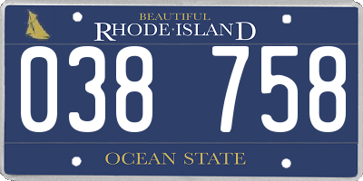 RI license plate 038758