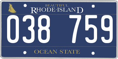 RI license plate 038759