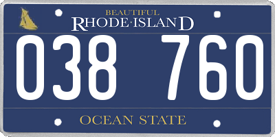 RI license plate 038760
