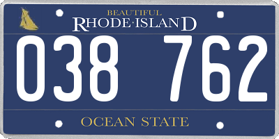 RI license plate 038762