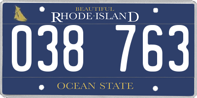 RI license plate 038763