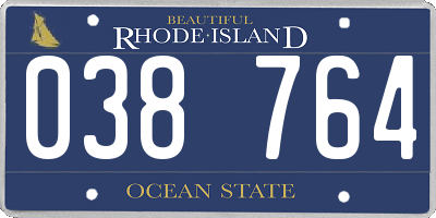 RI license plate 038764