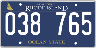 RI license plate 038765