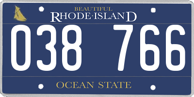 RI license plate 038766