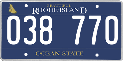 RI license plate 038770