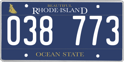 RI license plate 038773