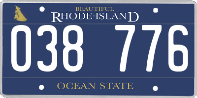 RI license plate 038776