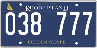RI license plate 038777
