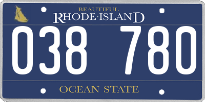 RI license plate 038780
