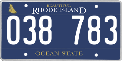 RI license plate 038783