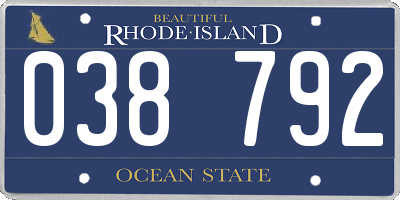 RI license plate 038792