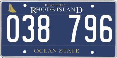 RI license plate 038796