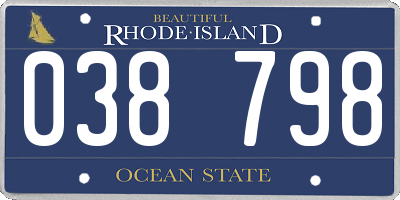RI license plate 038798